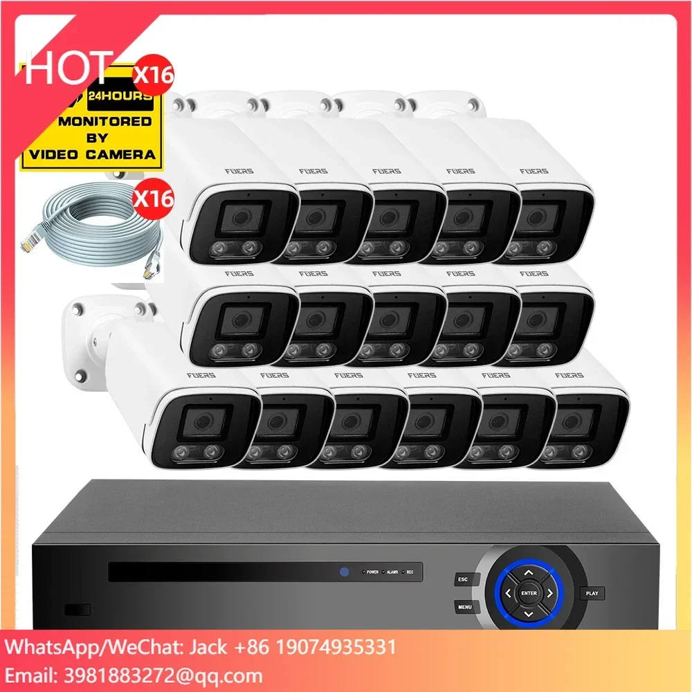ชุดกล้องวงจรปิด KERUI 4MP 16CH POE พร้อมเครื่องบันทึก NVR ตรวจจับใบหน้าและยานพาหนะ กล้องวงจรปิดภายนอกอาคาร ระบบกล้องวงจรปิดเครือข่าย IP