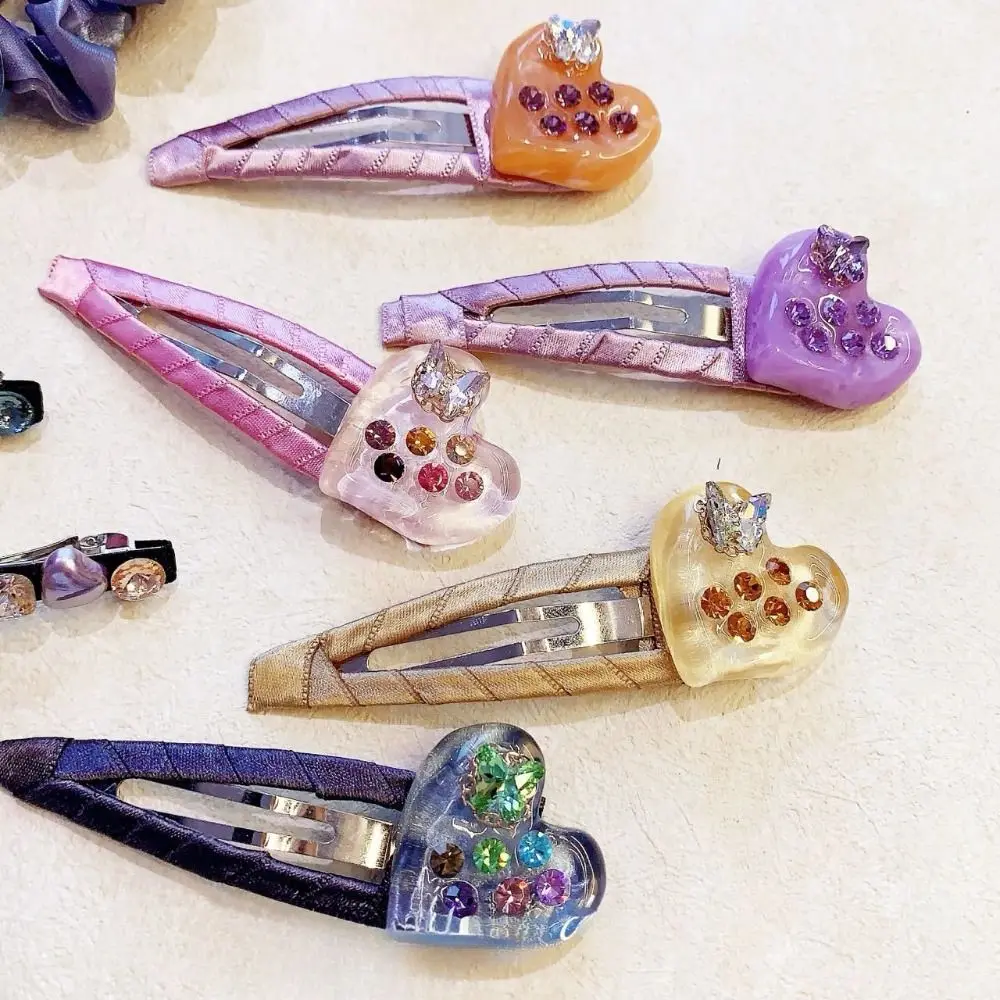 

Retro Love Acetate Hairpin BB Clip Butterfly Rhinestones Hairpin Barrettes Korean Style Heart Hair Clip Daily
