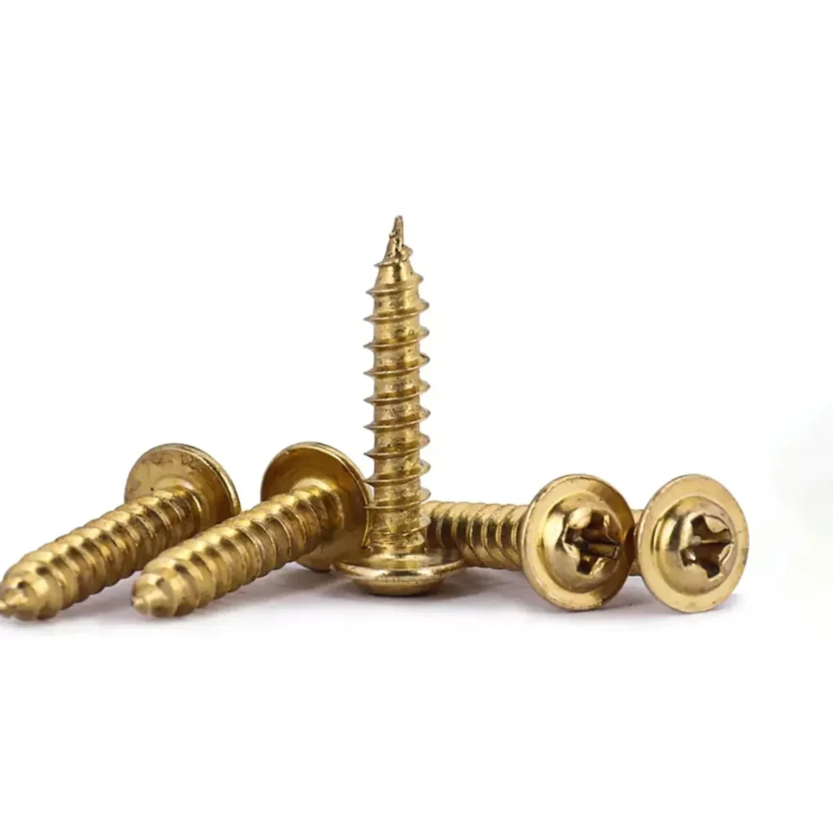 Carbon Steel Gold-Plated Yellow Round Head Self Tapping Screw With Washer M3M4