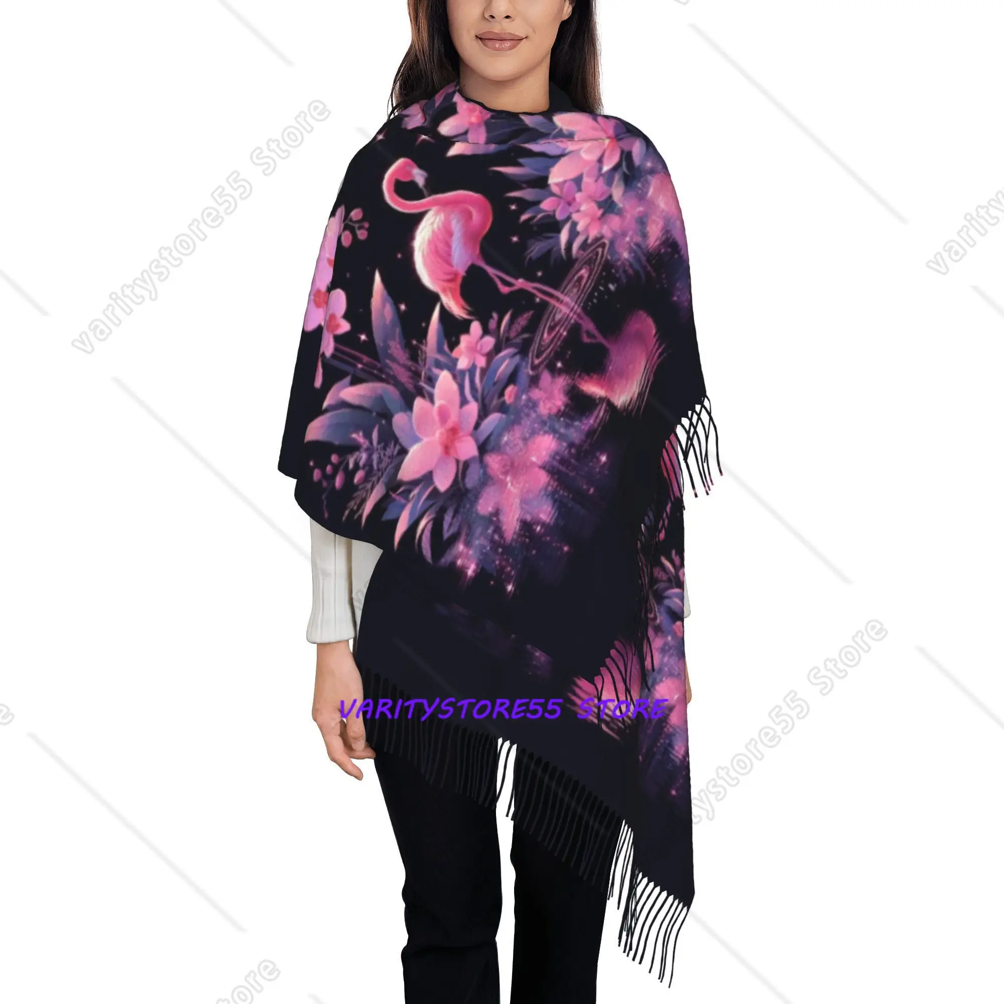 Bufanda unisex de moda de otoño/invierno con diseño de flor de flamenco para mujer y hombre, bufandas cálidas de invierno y otoño, chales y pañuelos.