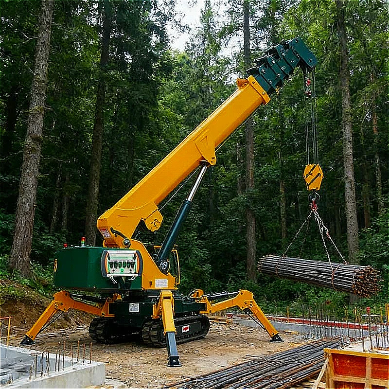 Mini Crawler Spider Crane 3 Ton Hydraulic Telescopic Boom with Outrigger Glass Wall Lift Platform Window Installation Customized