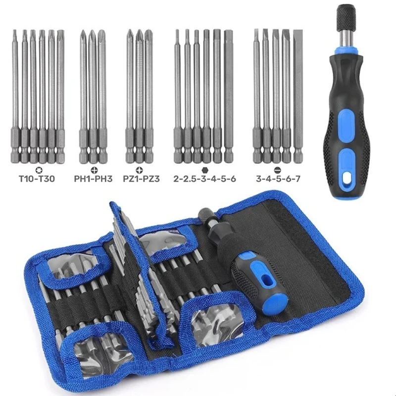 Multifunctional Screwdriver Kit Set 1/4'' Professional  Screwdriver CRV Tool Magnetic Long Double Sided Inserts Screwdrivers Set