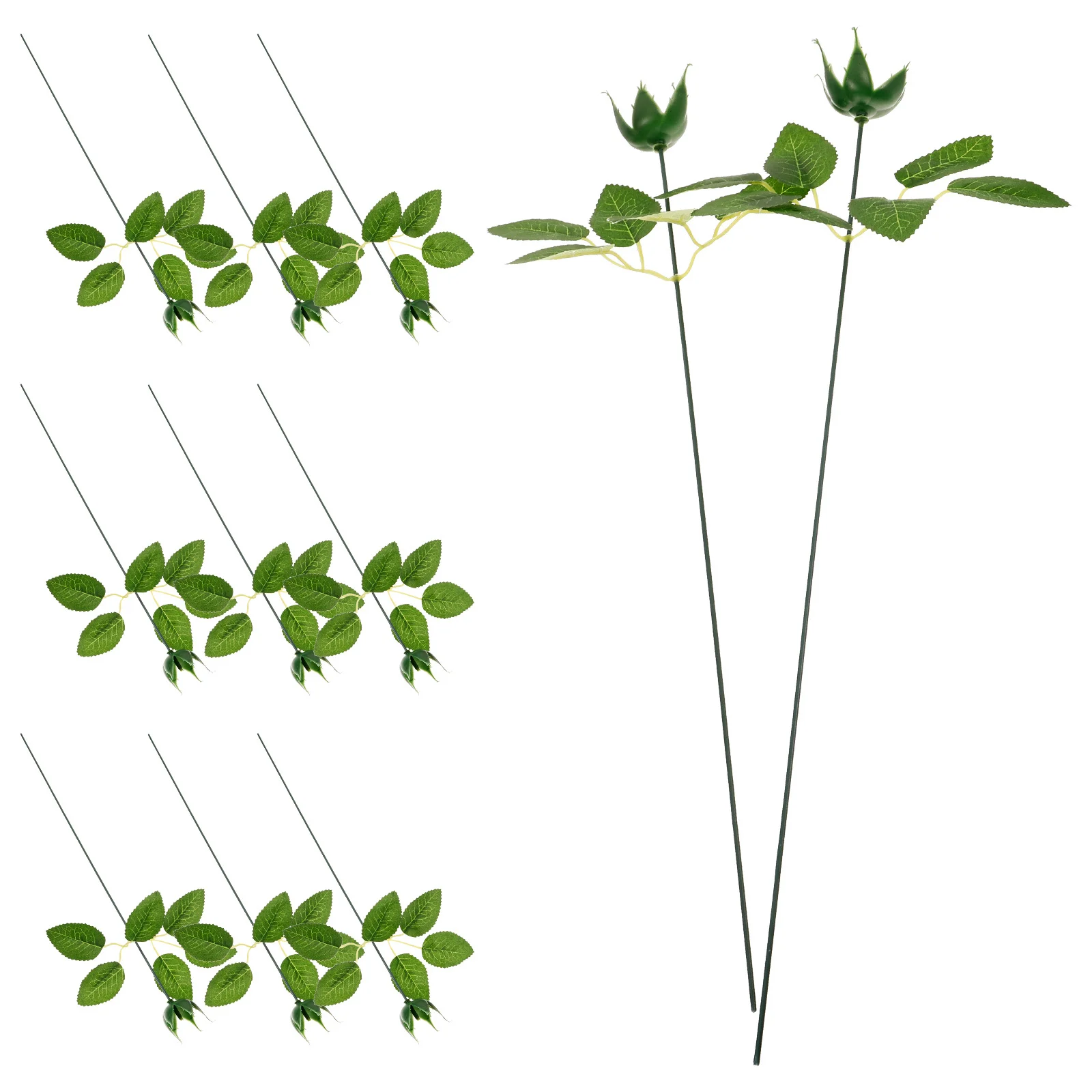 

1Set Fake Flower Calyxes Stems Leaves Set Plastic DIY Floral Arrangement Accessories Artificial Flowers Supplies Handmade Craft