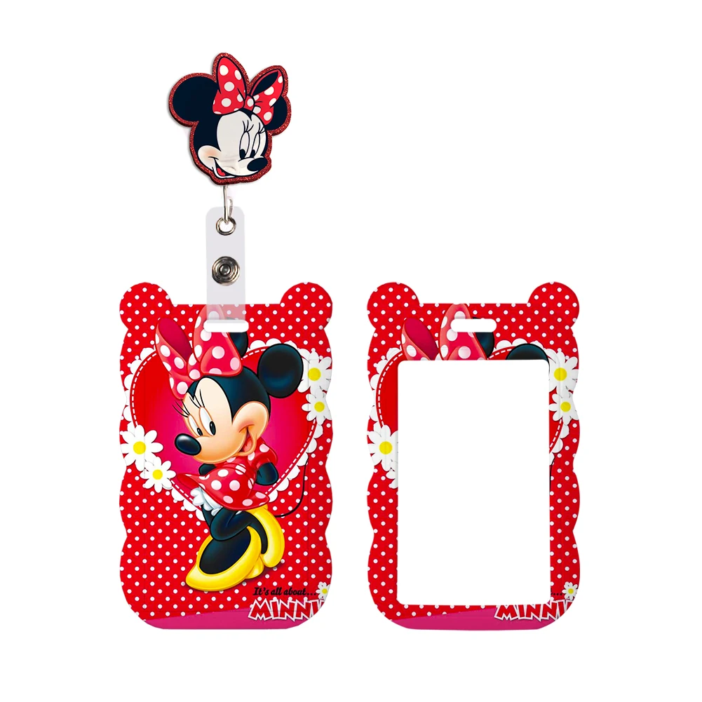 Mickey Minnie Card Holder Encanto ID Card Holder Girl Retractable Clip Business Cardhol Holders Lanyard Anime Credit Card Badge