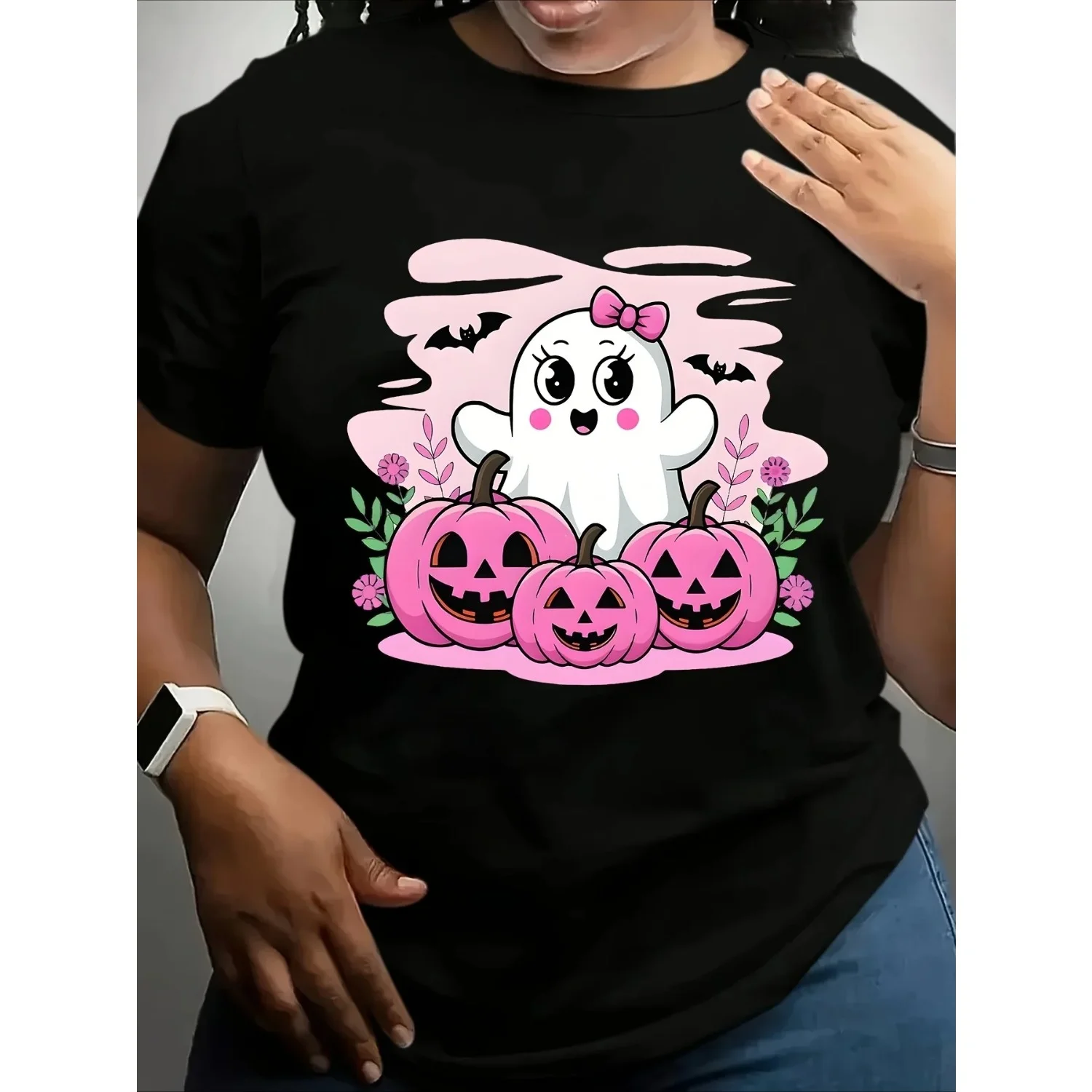 

Women's Halloween T-Shirt - Cute & Pumpkin Graphic Breathable Summer Short Sleeved Harajuku Streetwear Tops Aesthetic Clothes