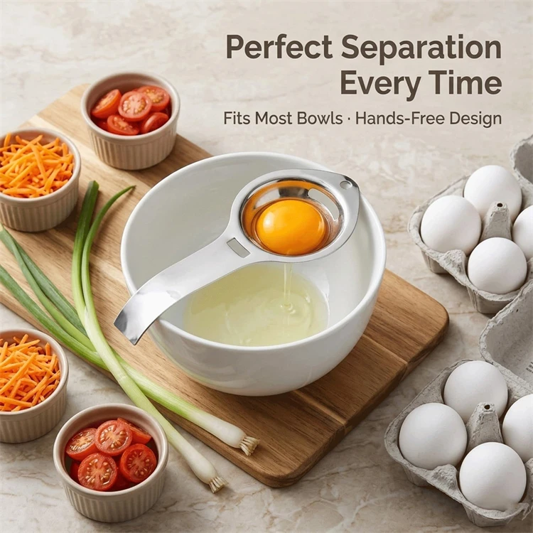 Egg Separator Egg Yolk White Filter Stainless Steel Egg White Yolk Sifting Filter Egg Divider Kitchen Gadgets Egg Extractor