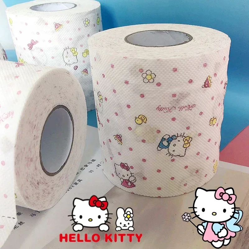 Sanrio Hello Kitty Toilet Paper Cartoon KT Cat Prints Student Cute Home Bathroom Toilet Paper Roll Tissue Rolling Paper Gifts