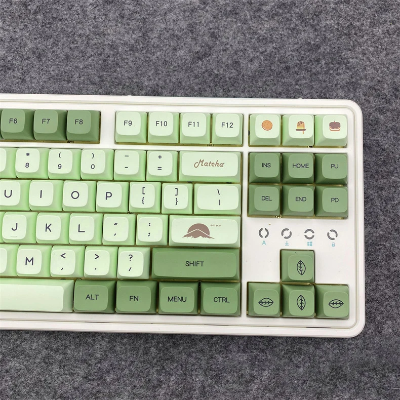 124 مفتاحًا أغطية مفاتيح ماتشا خضراء XDA Profile PBT Keycap للوحة المفاتيح الميكانيكية MX Switch الإنجليزية اليابانية غطاء مفتاح شخصي DIY