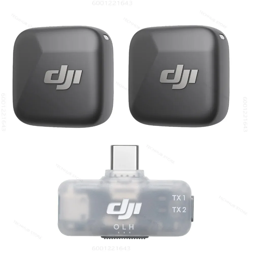 DJI Mic Mini Wireless Microphone Transmitter Receiver Set Clip On Lavalier Mic Noise Cancelling For Phone Vlog Recording