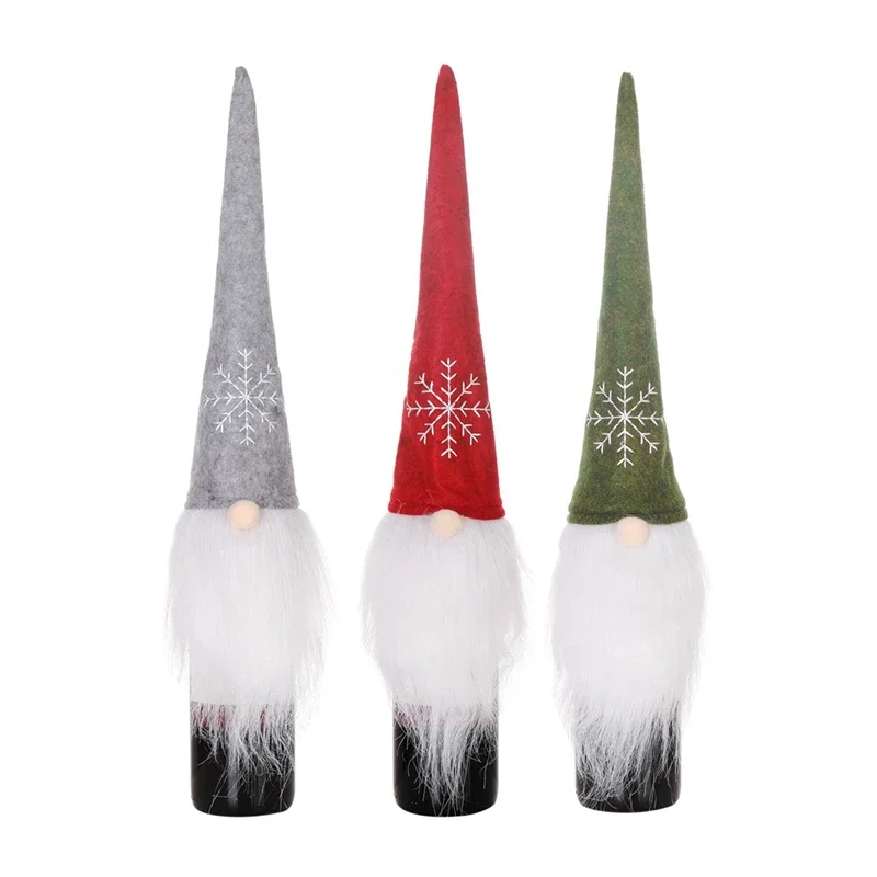 60 PCS Christmas Gnomes Wine Bottle Topper Cover Swedish Tomte Decorative Bottle Toppers Holiday Decorations Wholesale XB