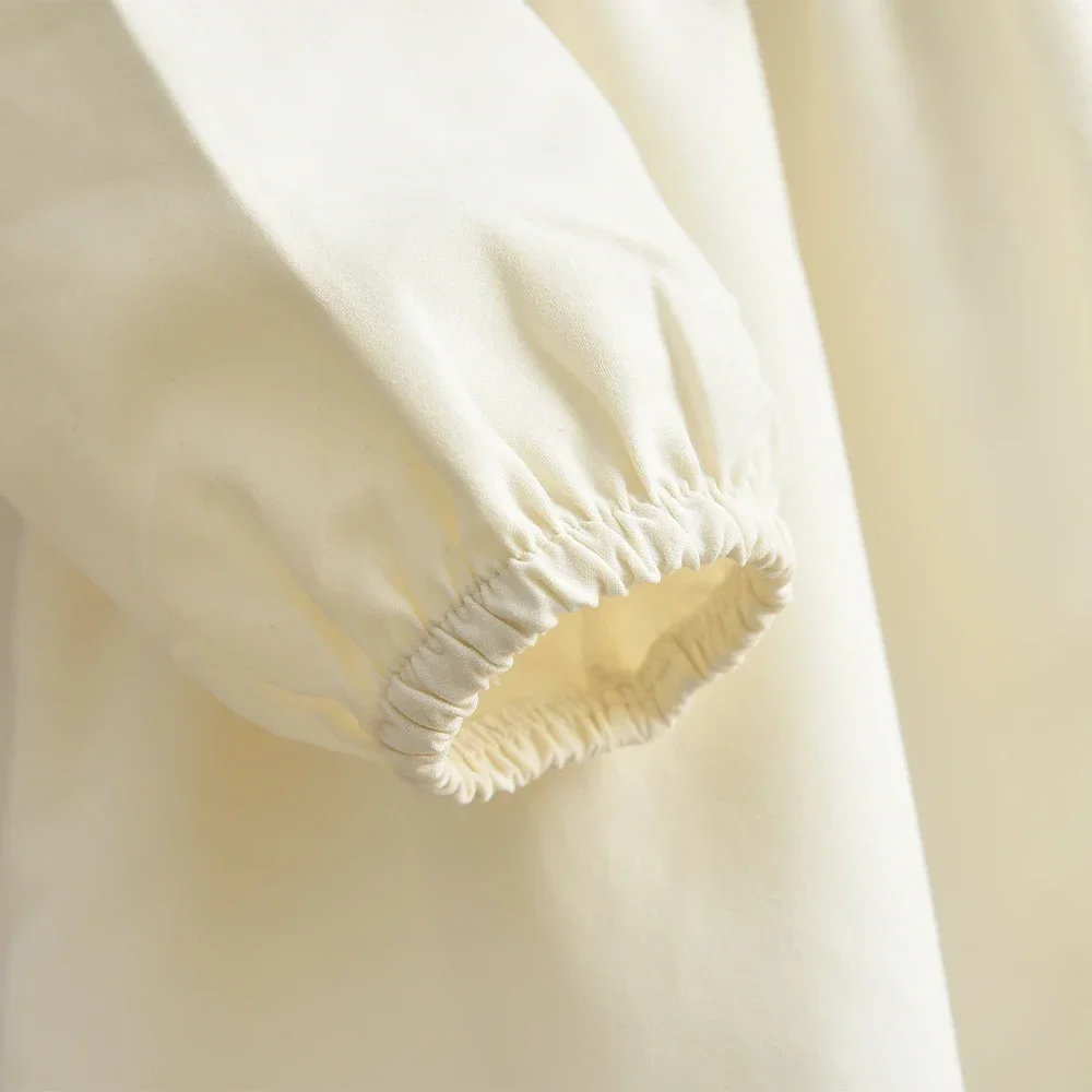 Beige Mädchen Freizeitkleider Herbst Langarm Schleife Dekoration Prinzessin Kleid Modische und einfache Freizeitkleidung für Kinder – Detail 7