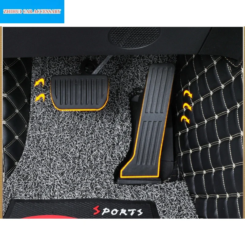 Car Floor Mats Double Layer PU Leather Foot Pads Cover Interior Floorliner For Changan UNI-K UNIK 2021-2023  Accessories For LHD