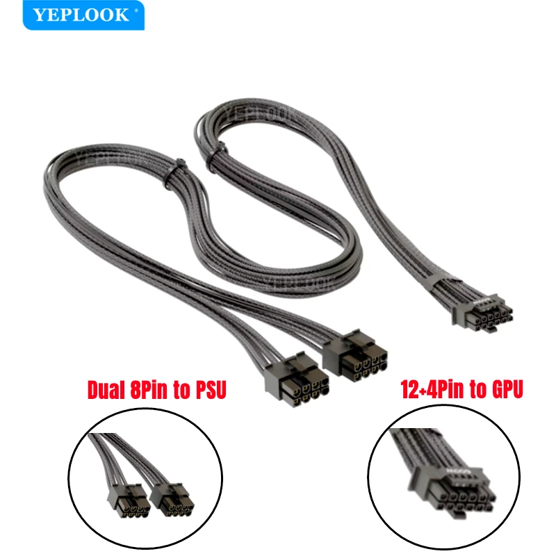 PCIe 5.0 12VHPWR to PCIe Dual 8Pin 600W Power Cable for Seasonic KM3/Prime/Focus/Core, for ROG Thor/Strix/TUF Modular Power Unit