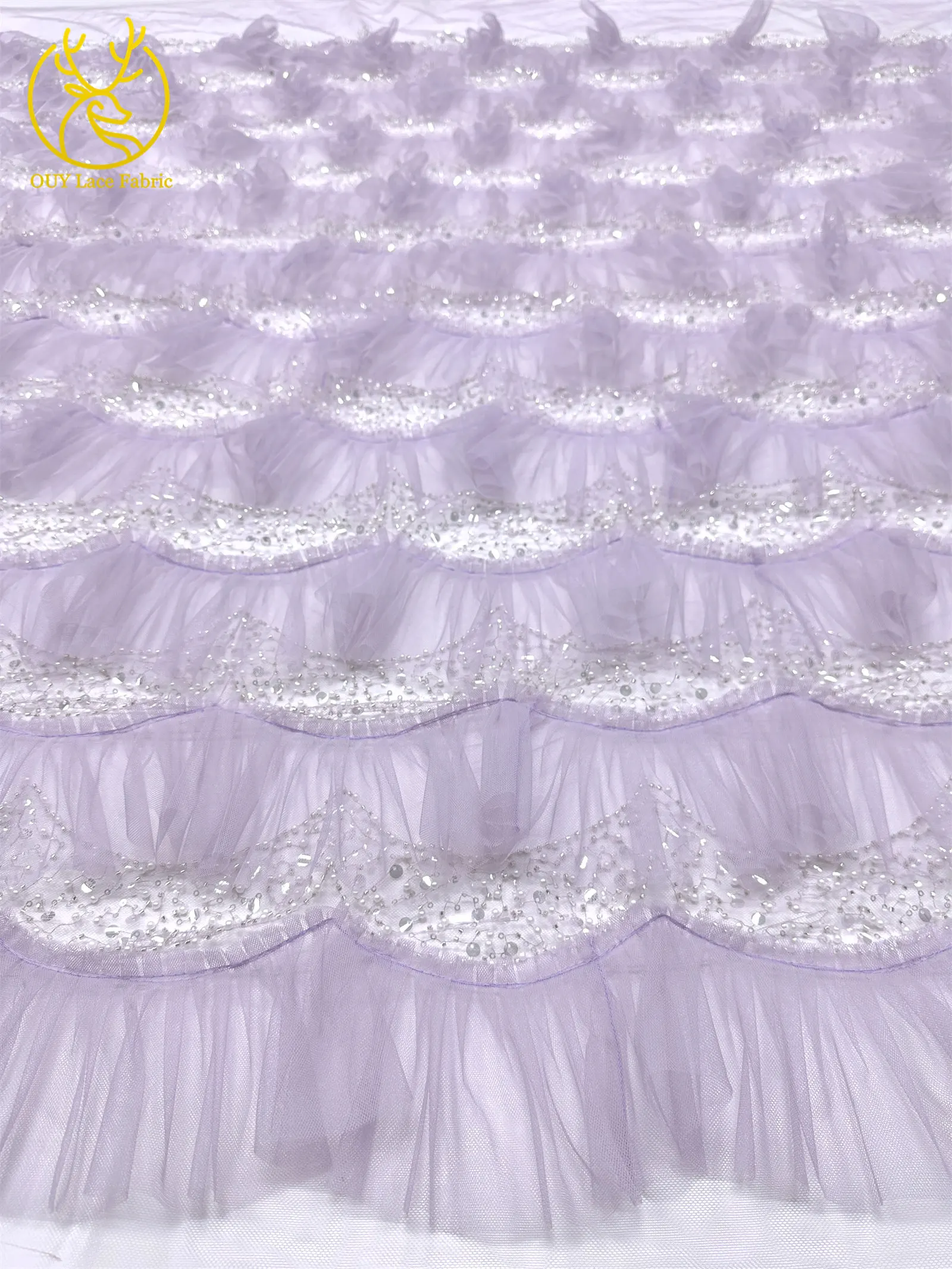 Neuester 3D Tüll-Mesh-Spitzenstoff 2026 Hochwertiger Perlen-Pailletten-Spitzenstoff Nigerianische Perlenstickerei-Spitze für Brautkleider – Detail 8
