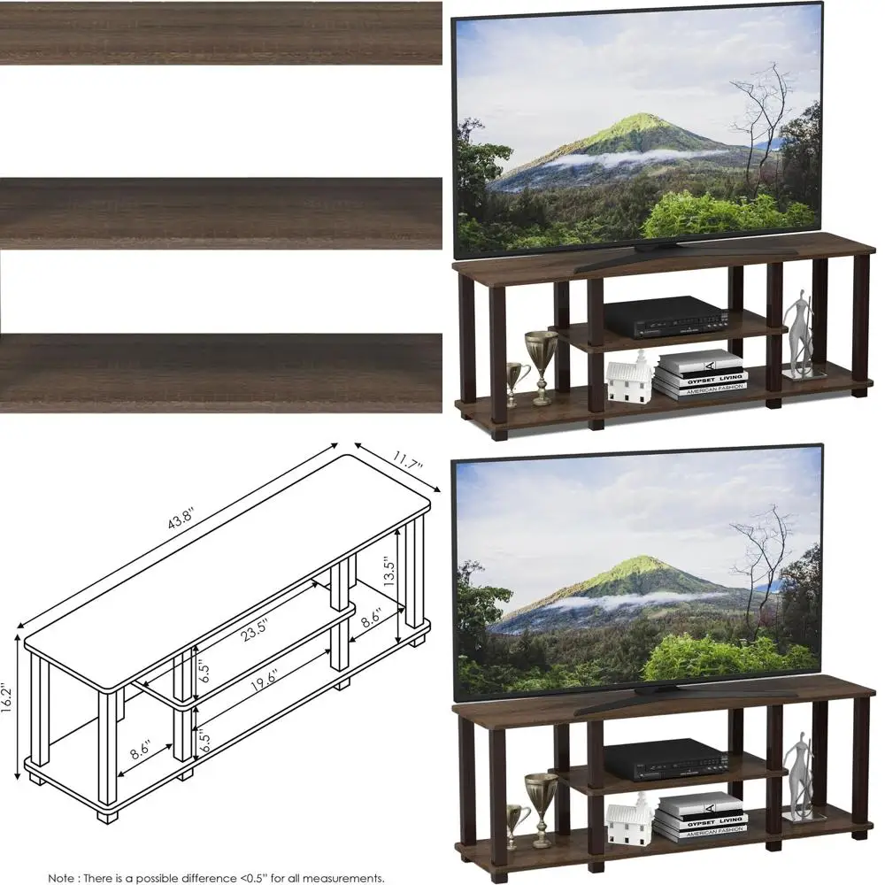 

3-х уровневая подставка под телевизор для 50 телевизоров, квадратный орех-коричневый, без инструментов в сборе