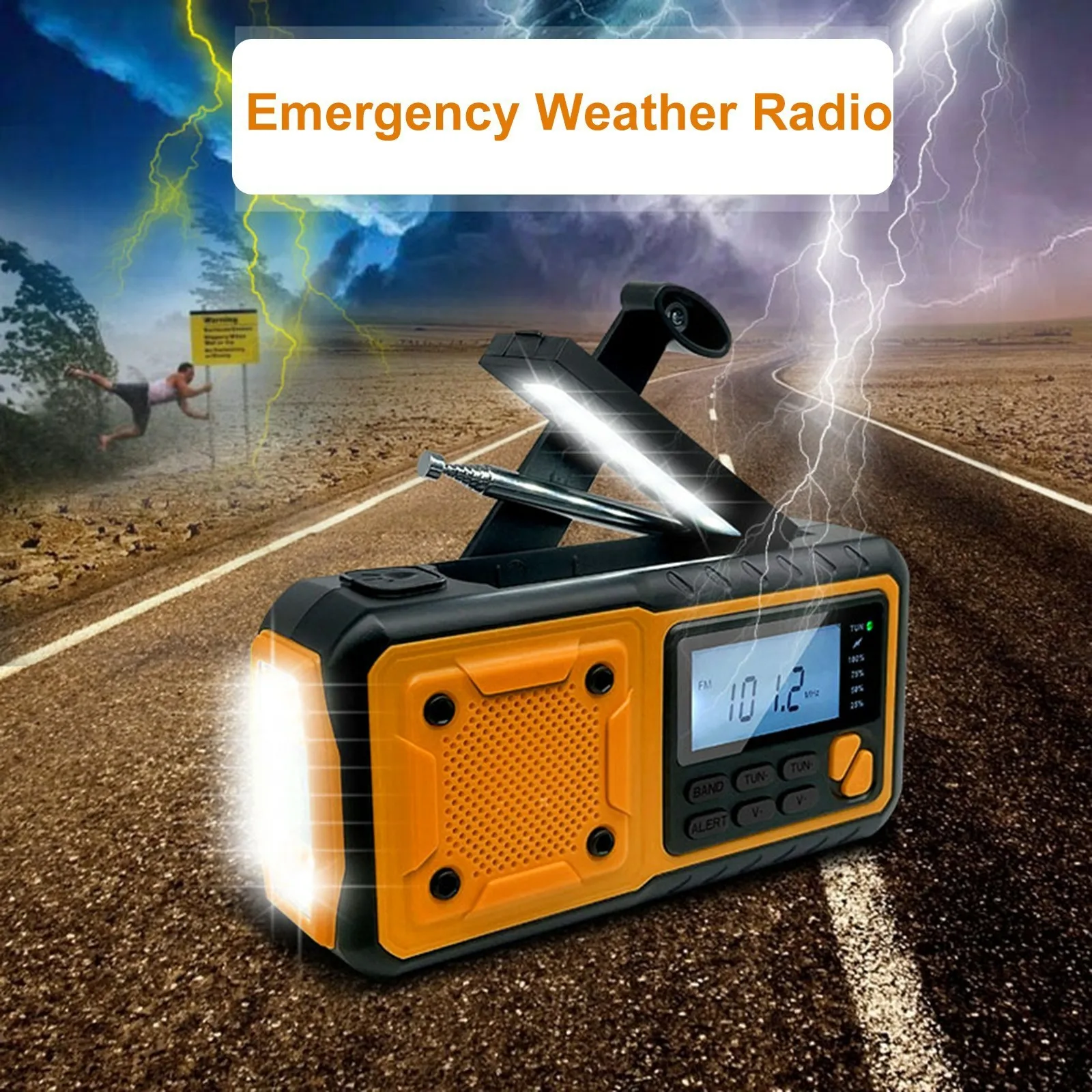 Radio portatile a manovella alimentata ad energia solare, ricaricabile, AM/ FM/WB, batteria da 4000 mAh, con funzioni di torcia e allarme SOS, nera. | Leroy Merlin Radio portatile a manovella alimentata ad energia solare, ricaricabile, AM/ FM/WB, batteria da 4000 mAh, con funzioni di torcia e allarme SOS, nera. | Leroy Merlin