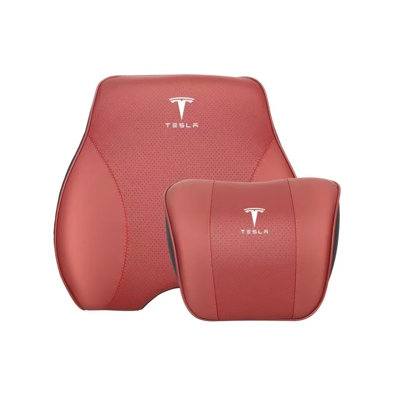 Logotipo do carro pescoço travesseiro assento encosto de cabeça apoio lombar travesseiro coluna proteger para tesla modelo 3 modelo s modelo x modelo y roadster spacex