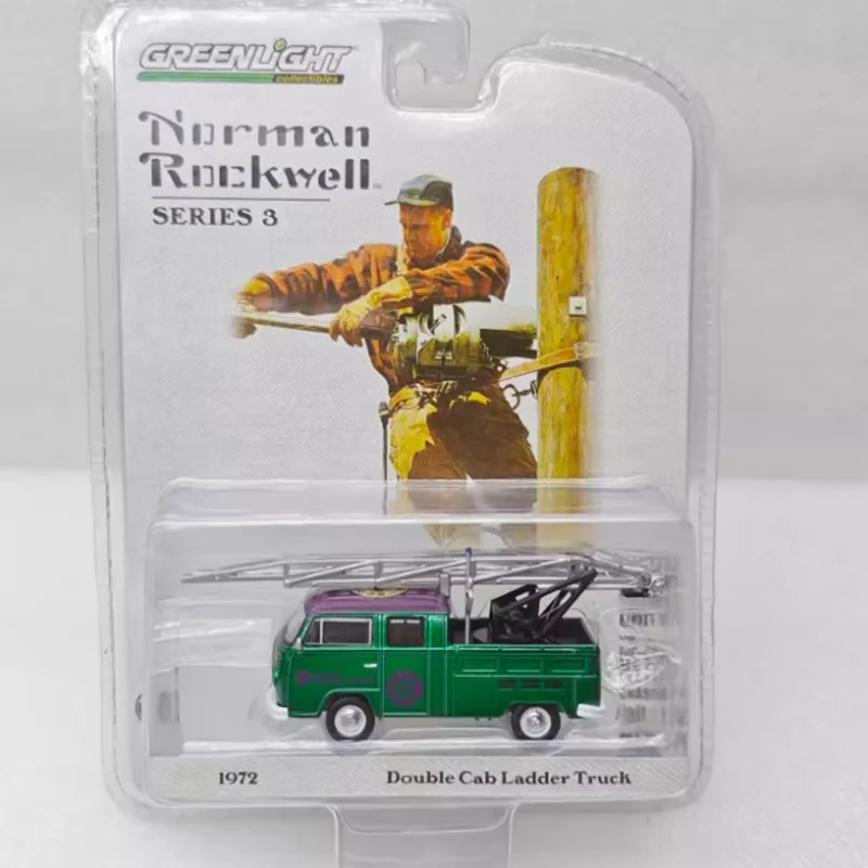 GreenLight 1:64 échelle 1972 Double cabine échelle camion vert Machine alliage voiture modèle Collection affichage ornement jouet cadeau