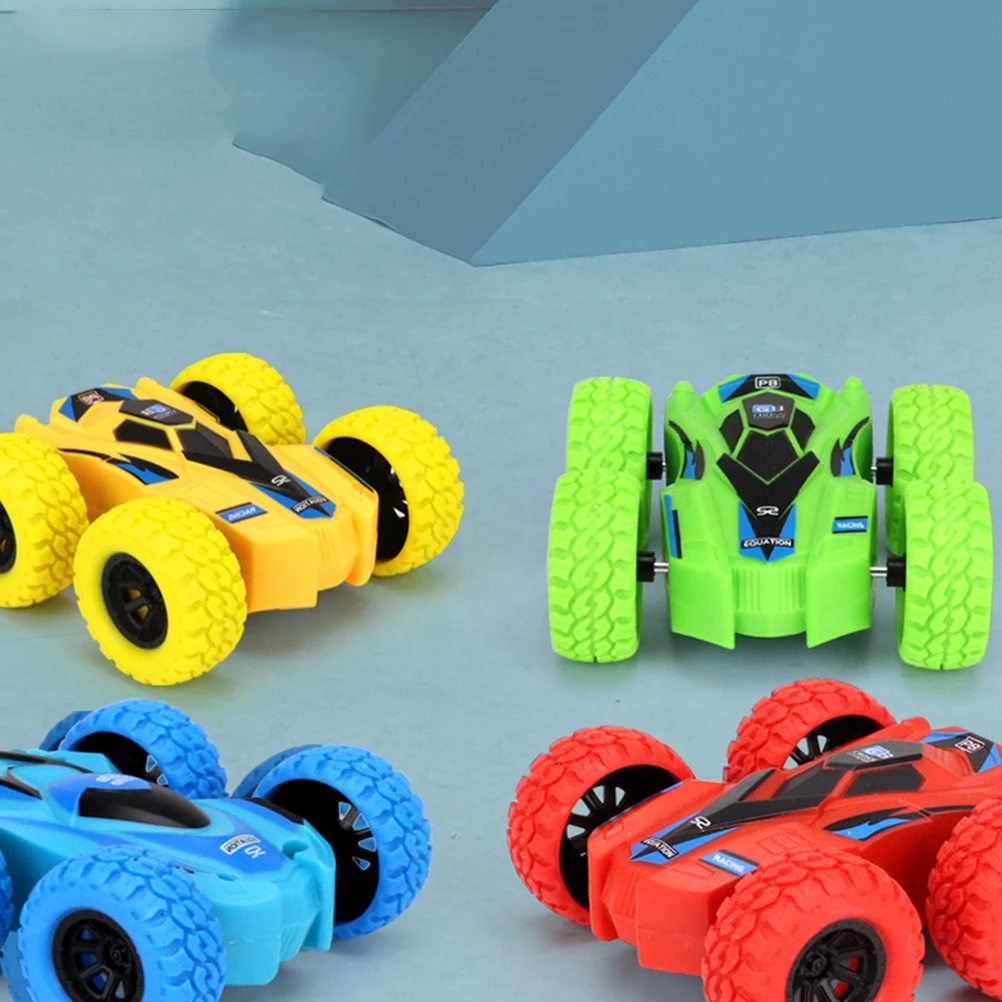 2 pezzi di auto a inerzia a doppia faccia tirare indietro auto set 360 rotanti fuoristrada per bambini giocattolo educativo regalo per bambini