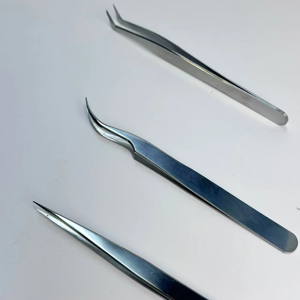 ملقط دقيق، ملاقط احترافية مطورة ذات طرف رفيع منحني، ملاقط من الفولاذ المقاوم للصدأ عالية الجودة للحرف اليدوية والإلكترونيات واللحام، E