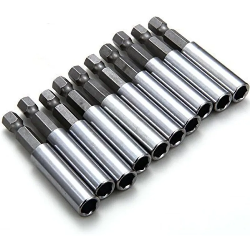 

10 Piece 60mm Magnetic Extension Socket Drill Bit Holder Handle Extension Connecting Rod 1/4 Hex Power Tools Accessory Kit