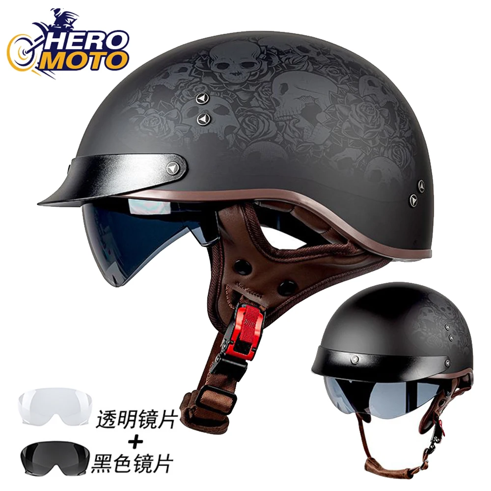 

New Motorbike Helmets Retro Motorcycle Helmet DOT Half Helmet Biker Moto Helmet Open Face Motorcycle Equipment Wear-Resistant