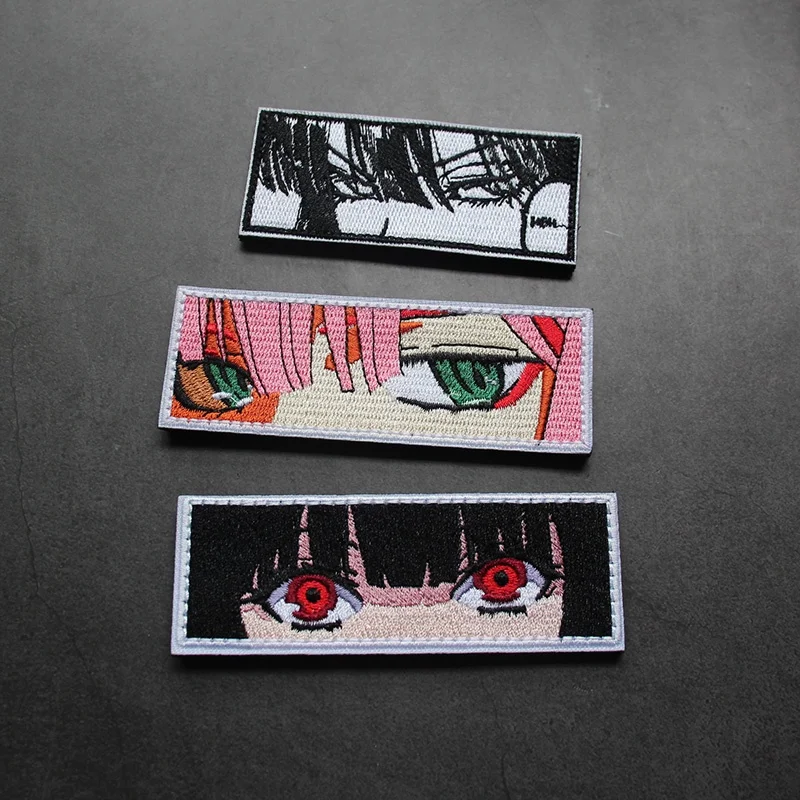 

New Design Two-Dimensional Beautiful Girl Eyes Half-Face Color Full Embroidery Outdoor Tactical Vest Backpack Hook Loop Patch