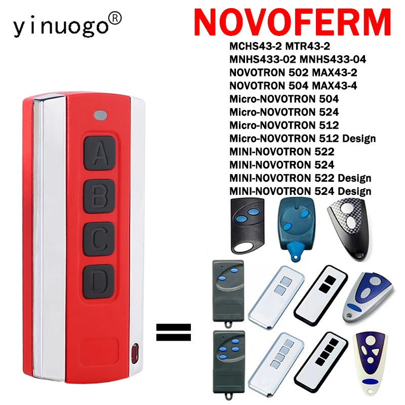 

NOVOFERM MINI NOVOTRON 502 MAX43-2 504 MAX43-4 522 524 MCHS43-2 MTR43-2 Пульт дистанционного управления гаражными воротами 433MHz Электрический контроль дверей