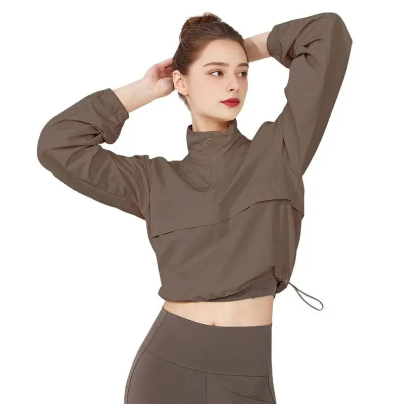

AEF6-Women's Zip Up Athletic Jacket Stand Collar Windproof Sun Protection Workout Outdoor Jacket