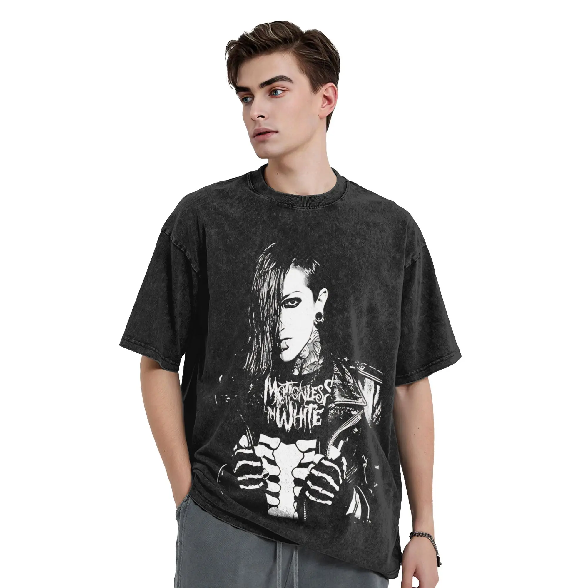 Motionless In White T Shirts Hip Hop Washed 100% Cotton Harajuku T-Shirt Relaxed Fit Vintage Men Women Streetwear Summer Tees