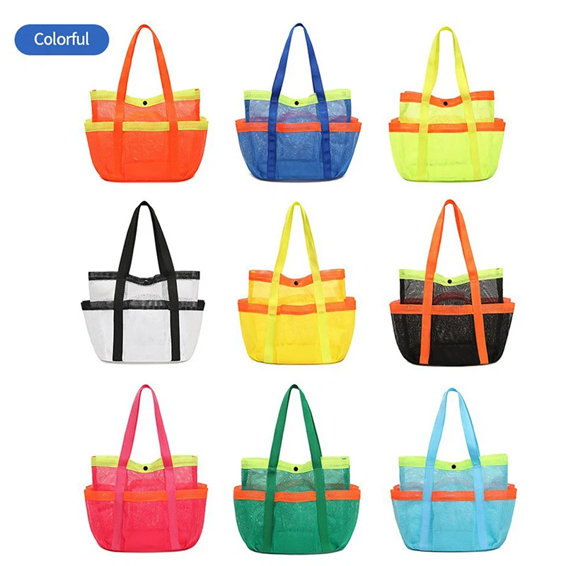 New Women's Multi Pocket Swimming Bag  Large Capacity Foldable Mesh Storage Bag Children's Beach Play And Convenient Handbag