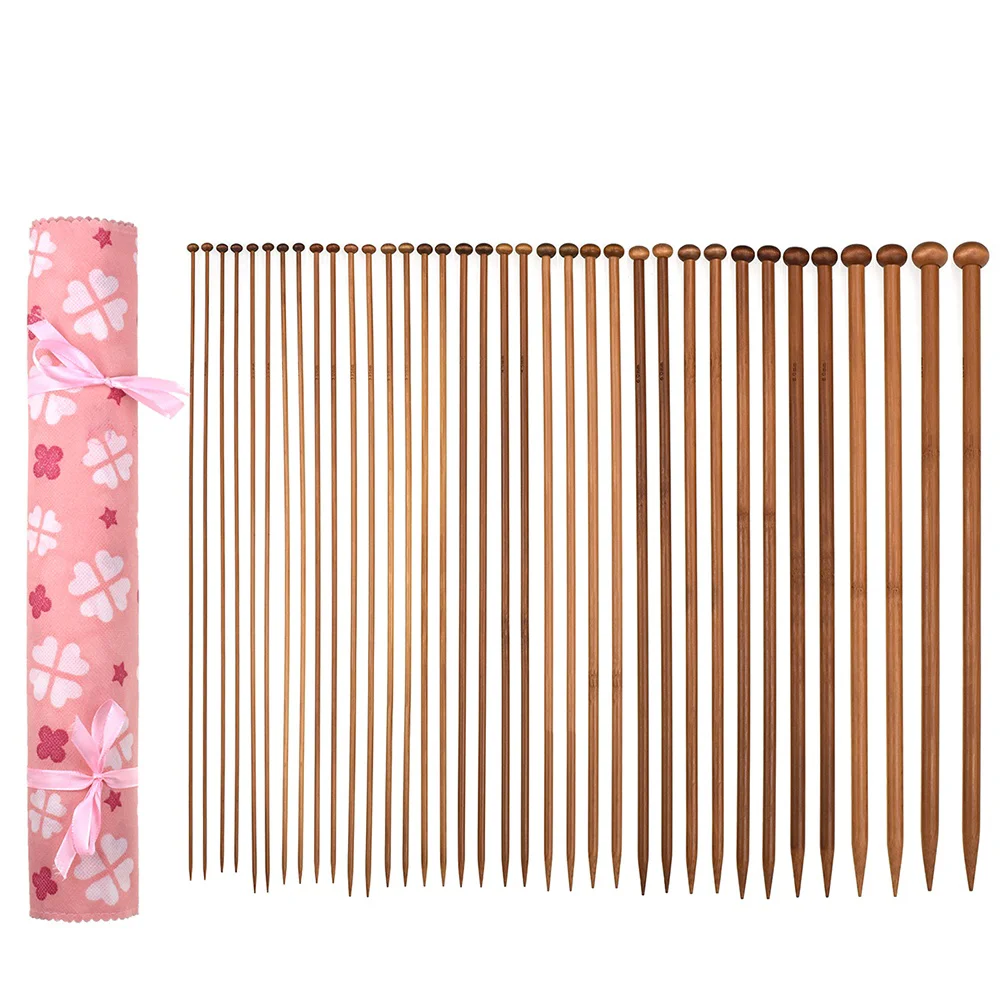 32PCS Wooden Crochet Hooks Bearded Needles Weaving Tools in Different Sizes for Handmade Creative DIY (Pink)