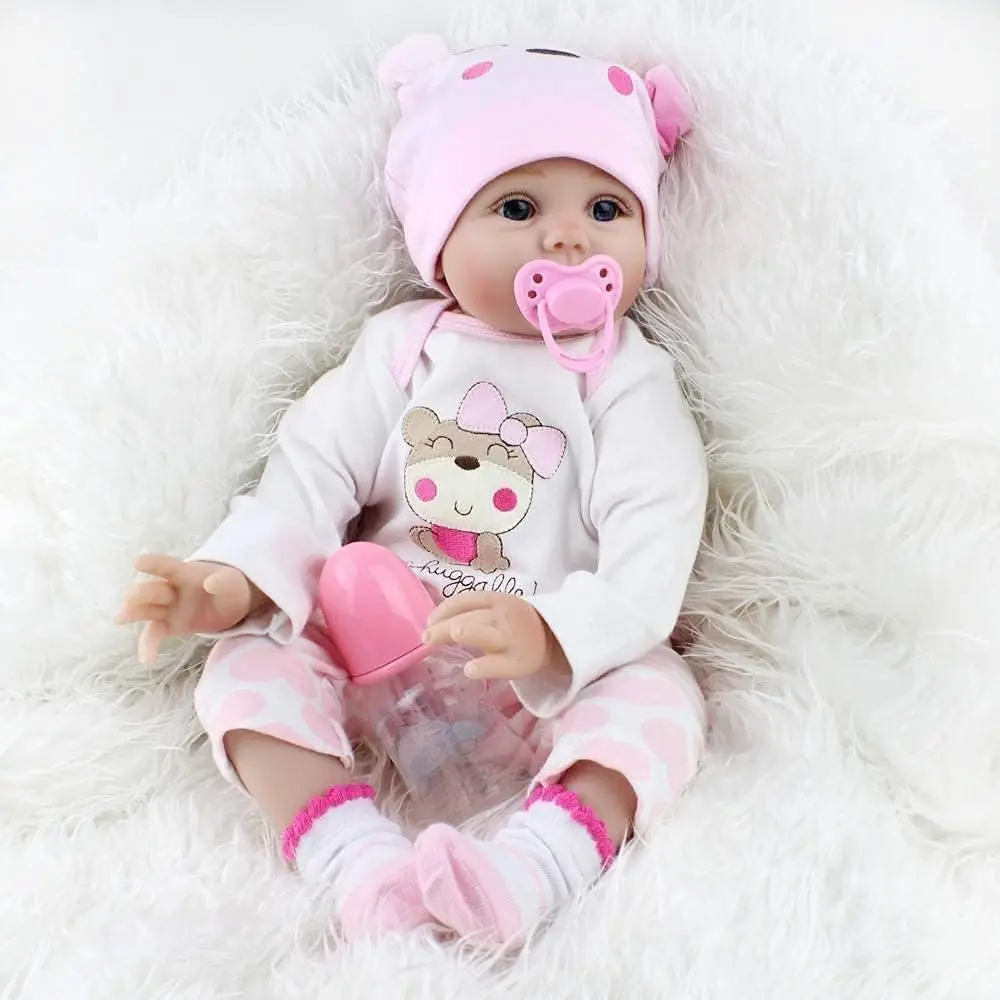 

22inch Already Finished Reborn Baby Doll Maddie Smile Girl Handmade 3D Skin Visible Veins Art Collection Doll Toy Figure Gift