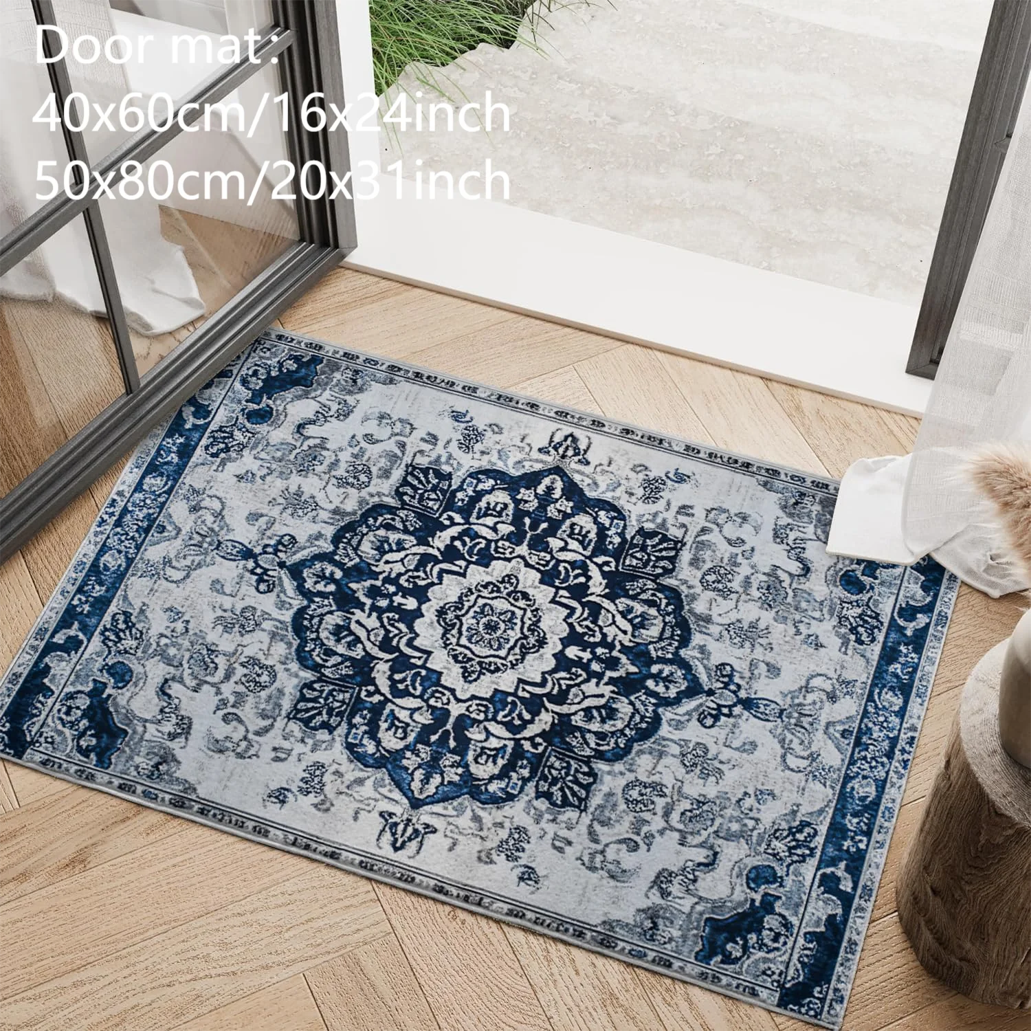 VIKAMA Bohemian Region Area Carpet Vintage Living Room Bedroom Floor Mat Anti-Slip Door Mat Dining Room Office Home Decoration