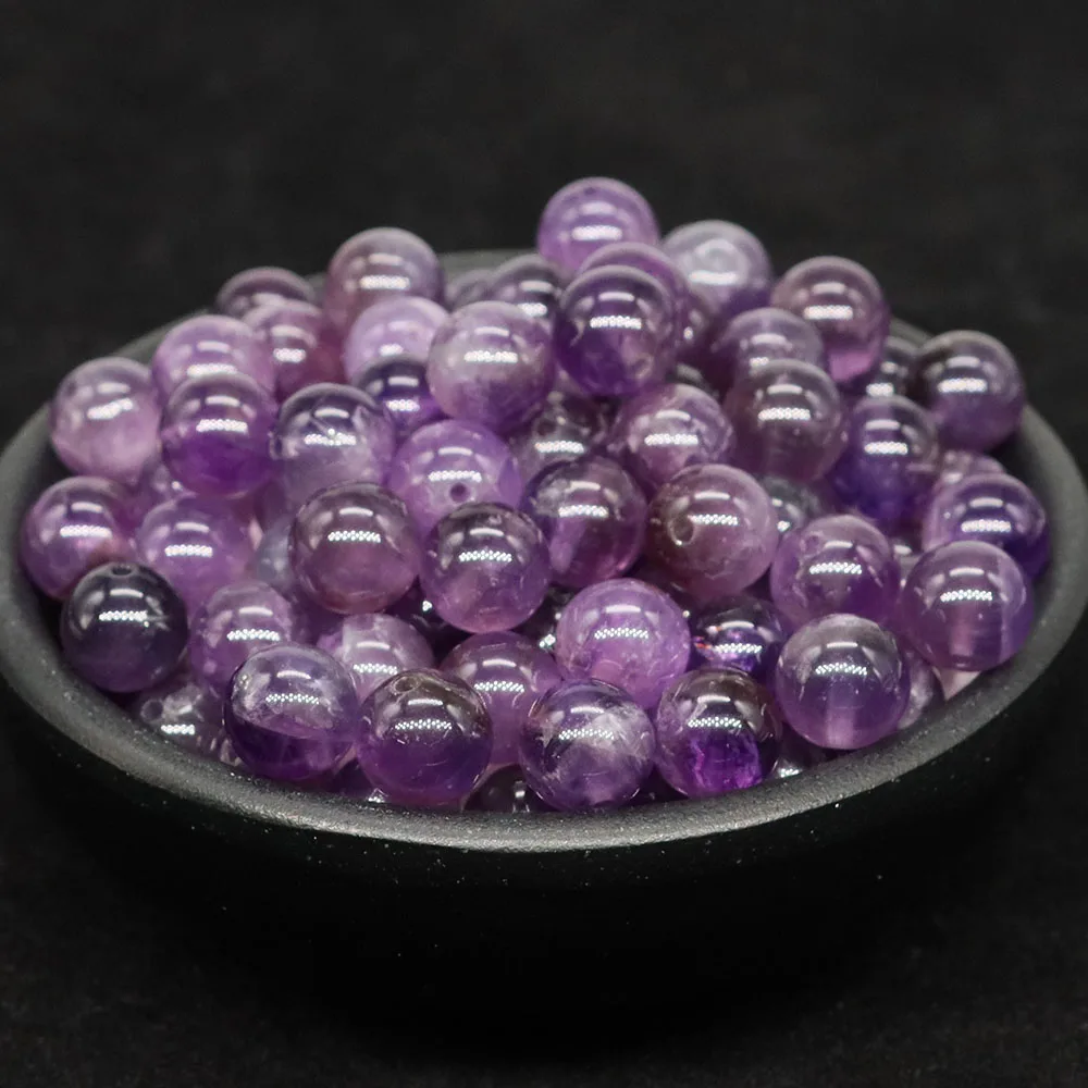 4/6/8/10mm Natural Round Stones Loose Beads Healing Crystal Quartz Amethyst For Jewelry Making DIY Bracelet Necklace Accessories