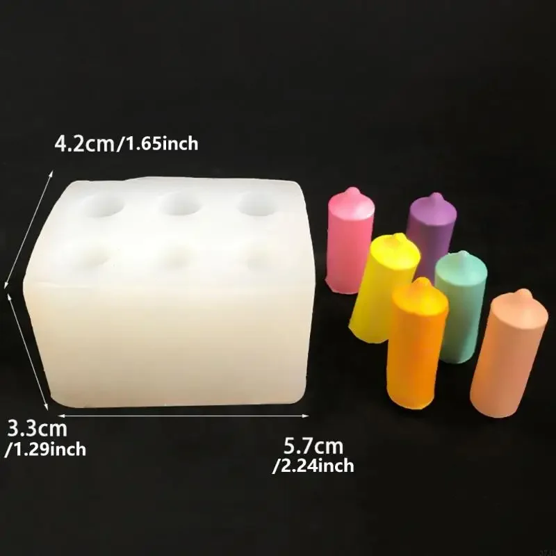 6 تجاويف عمود شمعة قوالب السيليكون لراتنجات الايبوكسي شموع صناعة يدوية الصابون الحلوى فندان قالب الكعكة قالب الشوكولاته M4YD
