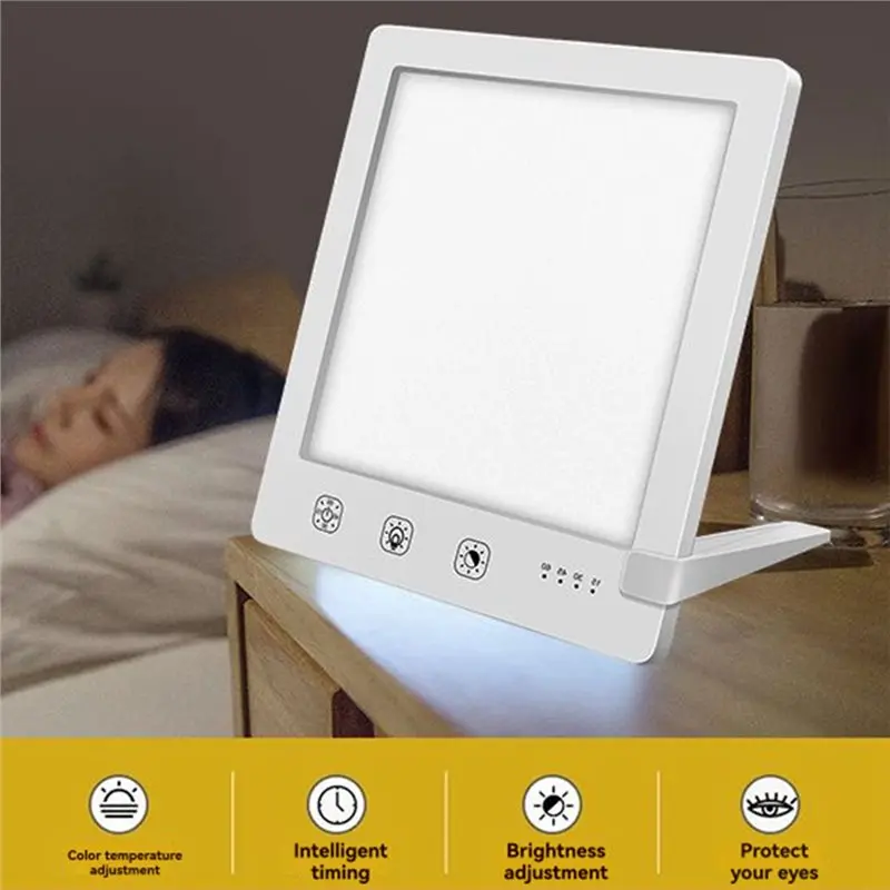 A36T-UV-Free Light Therapy Lamp Timer Function, Adjustable Brightness Levels Ultra-Thin Design EU Plug Compatibility