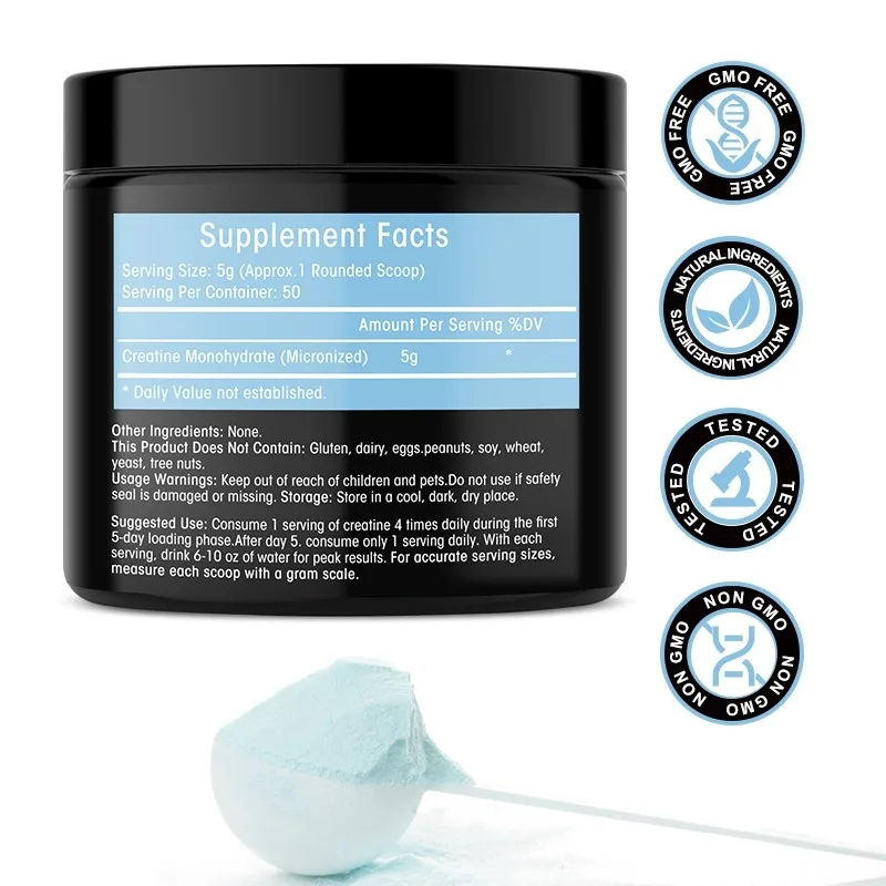 250g Creatine Powder Monohydrate for Muscle Buliding 100% Pure Supplement Blueberry Flavor Sport Energy and Strength