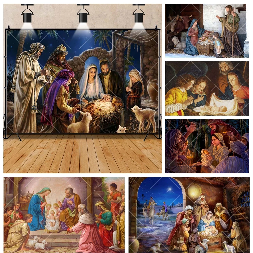 Nativity Holy Night Cross Angel Birth Kids Gift Party Aldult Reunion Backdrop Custom Kid Room Decor Photo Wall Studio Background