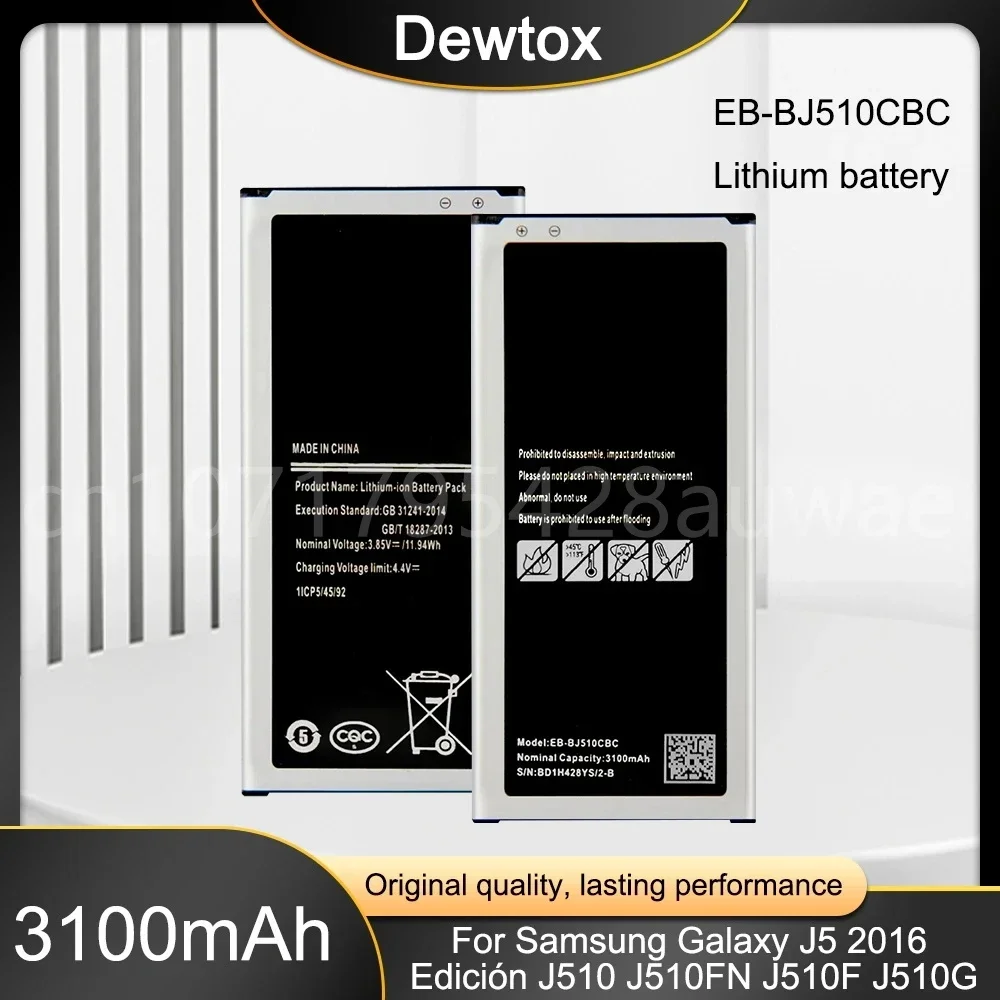 Orginal EB-BJ510CBC EB-BJ510CBE 3100mAh Battery for Samsung Galaxy J5 2016 Edition J5 2016 J510 J510FN J510F J5108 J5109