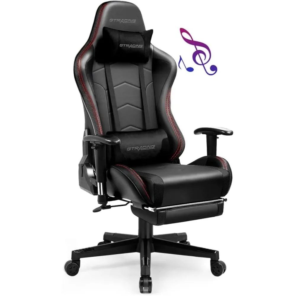 Gaming Chair with Footrest Speakers Video Game Chair Bluetooth Music Heavy Duty Ergonomic Computer Office Desk Chair