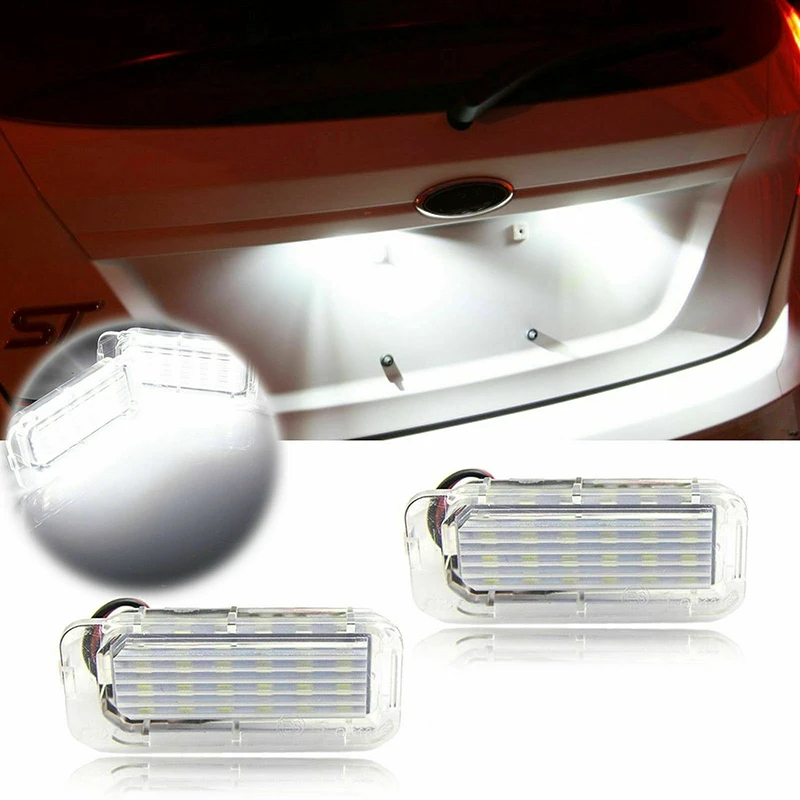 ไฟป้ายทะเบียนรถ LED 18-SMD 2ชิ้นไร้ข้อผิดพลาดสำหรับ Ford Explorer Escape FUSION