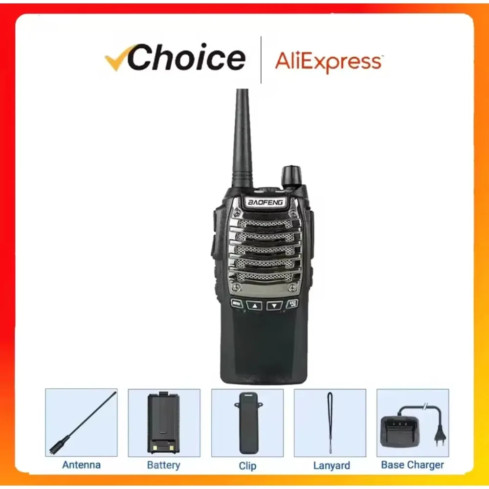 Baofeng UV-8D راديو ثنائي الاتجاه 8 وات مزدوج PTT UHF 5 وات 16 قناة FM Ham CB جهاز اتصال لاسلكي للاتصالات نطاق الصيد - 1/2 قطعة