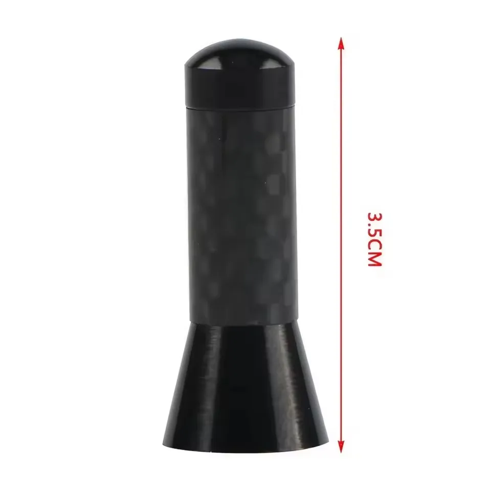 2Pcs 3.5cm Car Roof Antenna Carbon Fiber Short Car Radio Aerial Enhanced Signal Screw Tightening Metal Short Stubby Mast Antenna