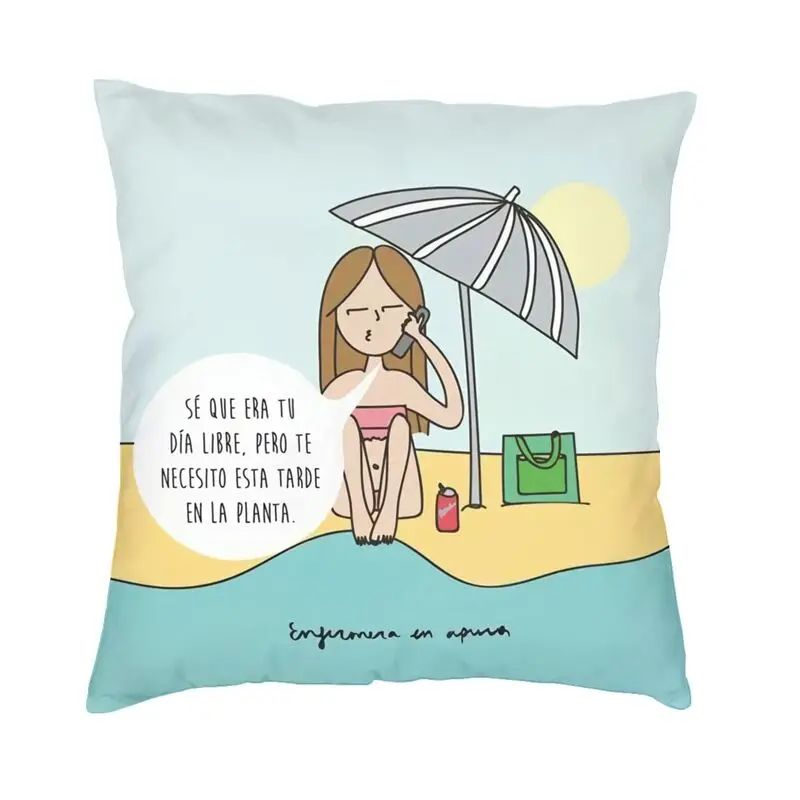 Enfermera En Apuros Square Pillow Case Home Decorative Doctor Nurse Cushions Throw Pillow for Sofa Double-sided Printing