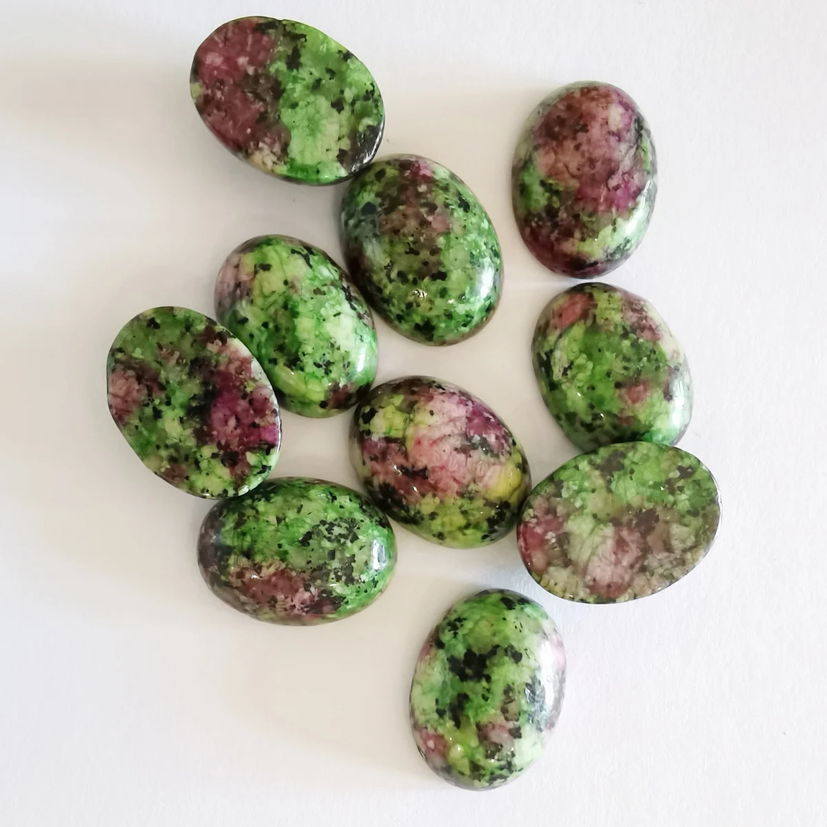 16x12MM Red Green Zoisite Stone Beads GEM Oval CAB Cabochon Jewelry Making 10PCS H397