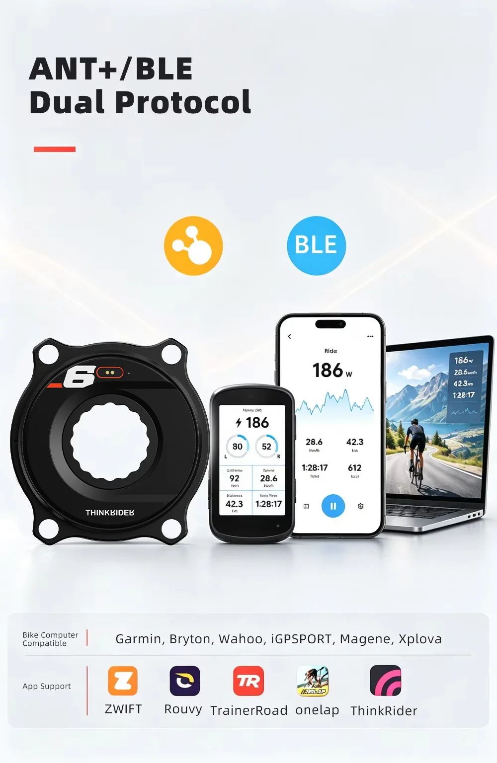 THINKRIDER PP6 Spider Power Meter 4 Bolzen 110BCD 24mm Trittfrequenz-Pedal-Balance BLE ANT+ Kurbelgarnitur Kettenblatt für Shimano – Detail 9