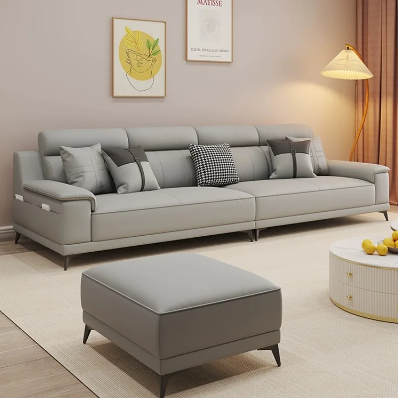 Cat claw leather technology fabric sofa living room small apartment straight row four people three people