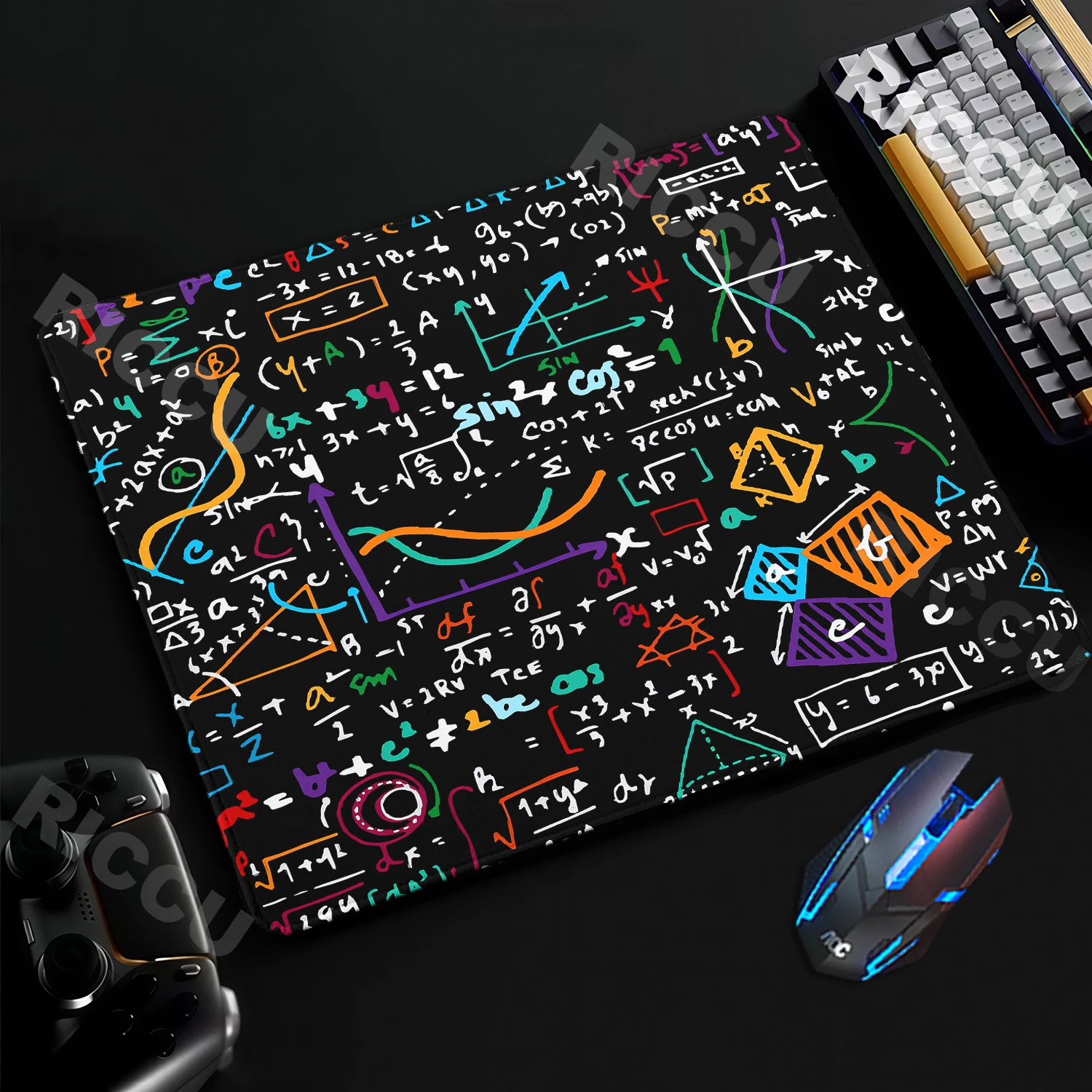 Black Mousepad Equation Science Math Formula Mouse Pad Rubber Base Lockedge Tablepad Gaming Keyboard Mats Laptop E-Sports Carpet