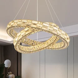 2024 Nieuwe Ringlicht Villa Slaapkamer Woonkamer Luxe Kristallen Kroonluchter Modern Interieur Led Glans Plafondkroonluchter